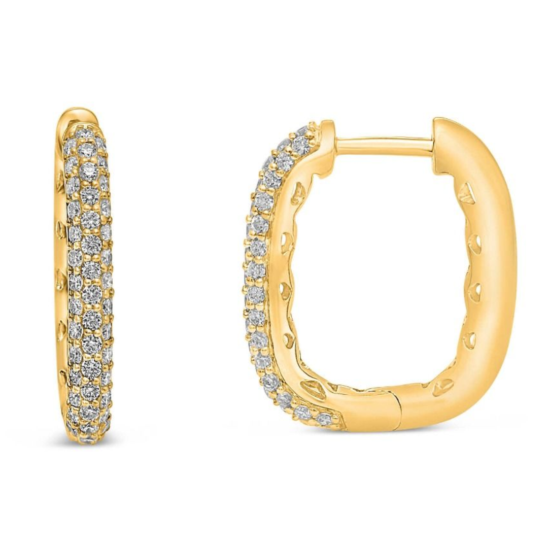 14K Yellow Gold .41ctw Diamond Square Hoops