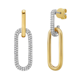 14K Yellow & White Gold .44ctw Diamond Reversed Paperclip Dangle Earrings