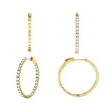 14K Yellow Gold 1.00ctw Diamond Inside Out 1" Hoops