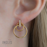 14K Yellow Gold .13ctw Diamond Fancy Circle Dangle Earrings