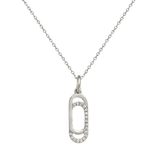 14K White Gold  .05ctw Diamond Paperclip Style Pendant on Chain