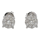 14K White Gold .95ctw Diamond Cluster Earrings