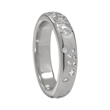 14K White Gold .21ctw Diamond Sandblast Band