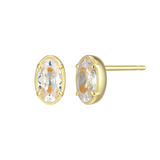 Elle 'Serenelle' Gold Plated Oval Cubic Zirconia Earrings