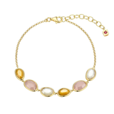 Elle "Riviere Gems" Gold Plated Rose Quarts, White & Yellow Mother of Pearl Bracelet
