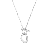 Elle "Celeste" Rhodium Plated Oval & Pear Link Toggle Necklace