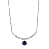 Elle "Weave" Rhodium Plated Cushion Sapphire Necklace