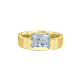 14K Yellow Gold 1.56ct East-West Radient Lab Grown Solitare With Stovepipe Band