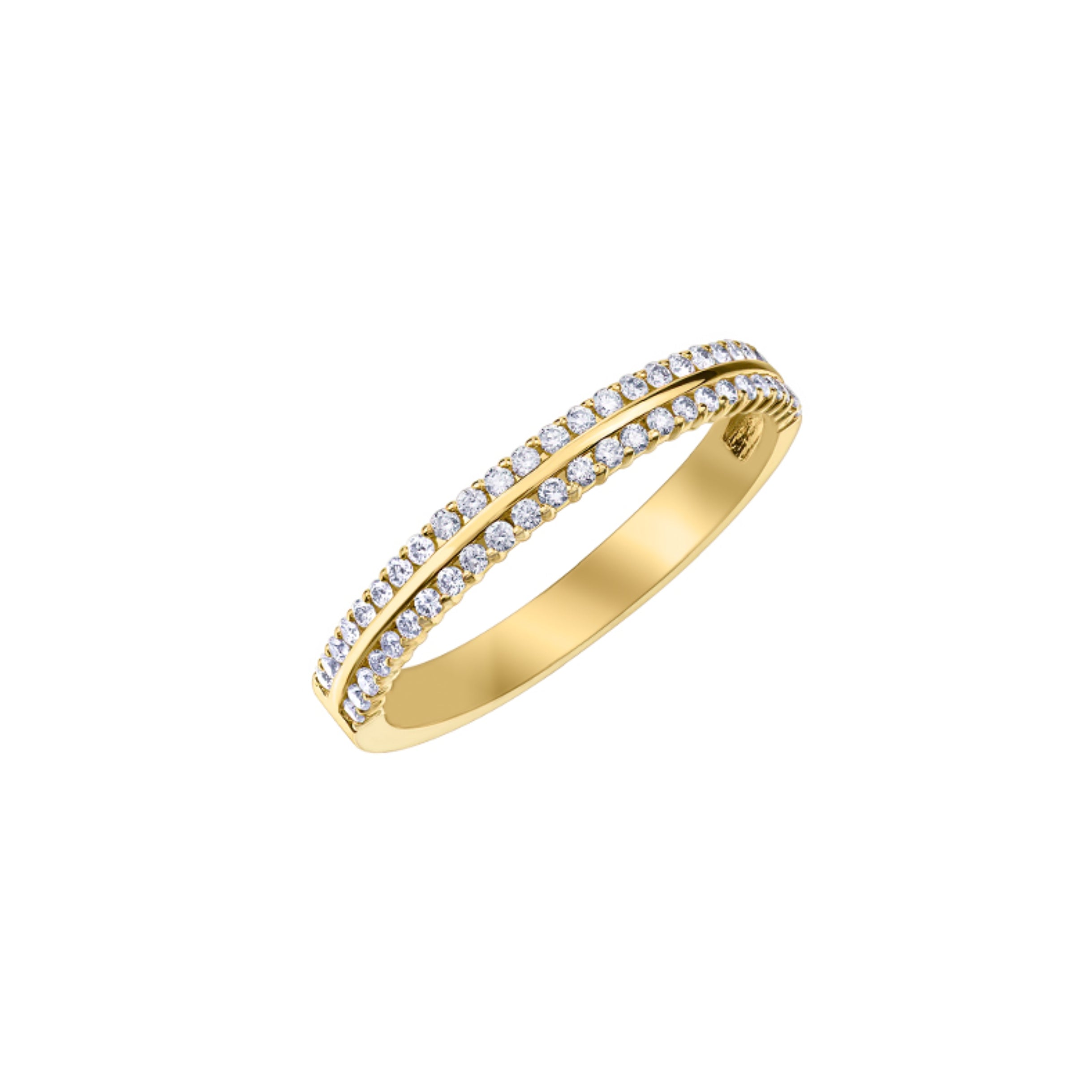 10K Yellow Gold .25CTW Double Row Pave Set Diamond Band