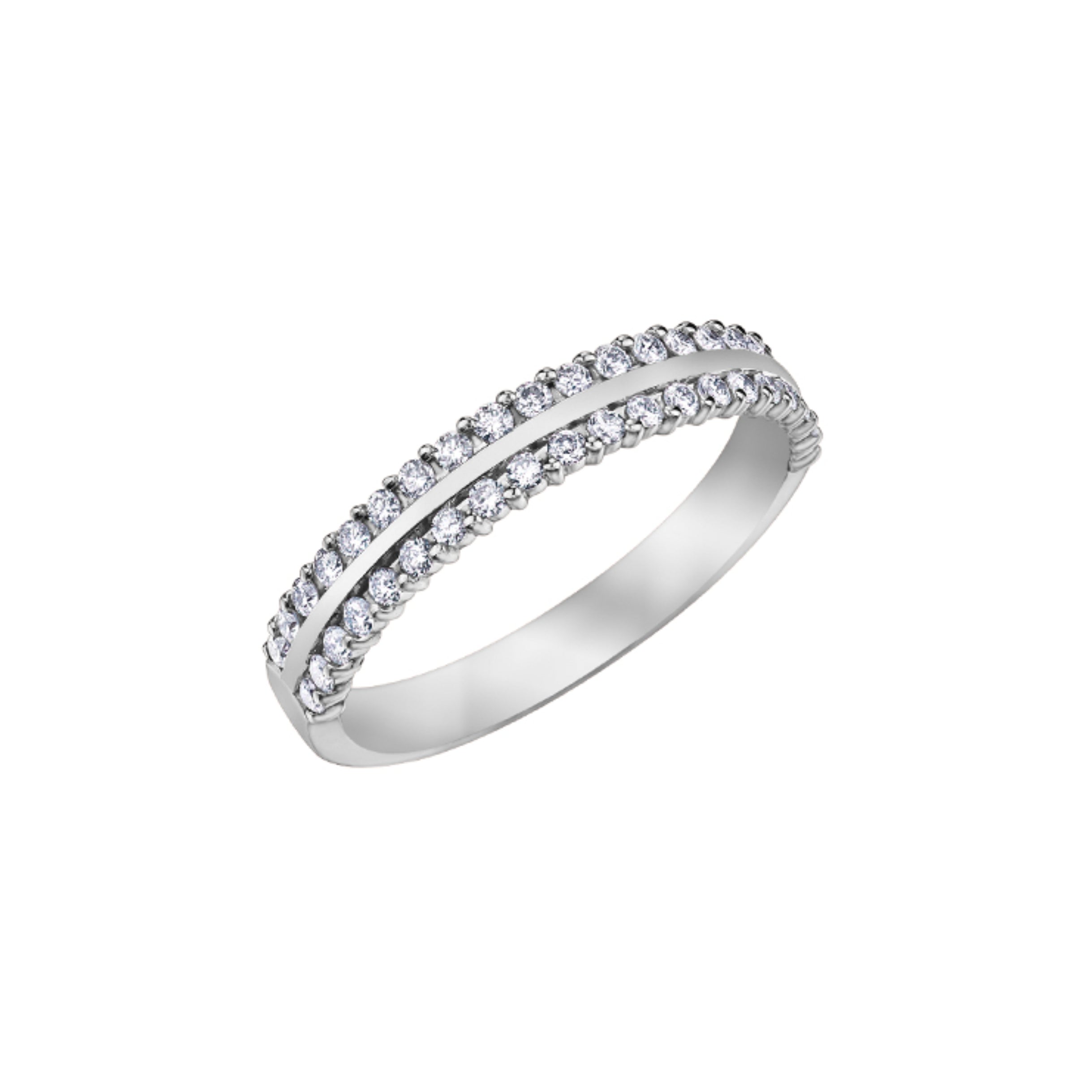 10k White Gold .33CTW Double Row Diamond Band