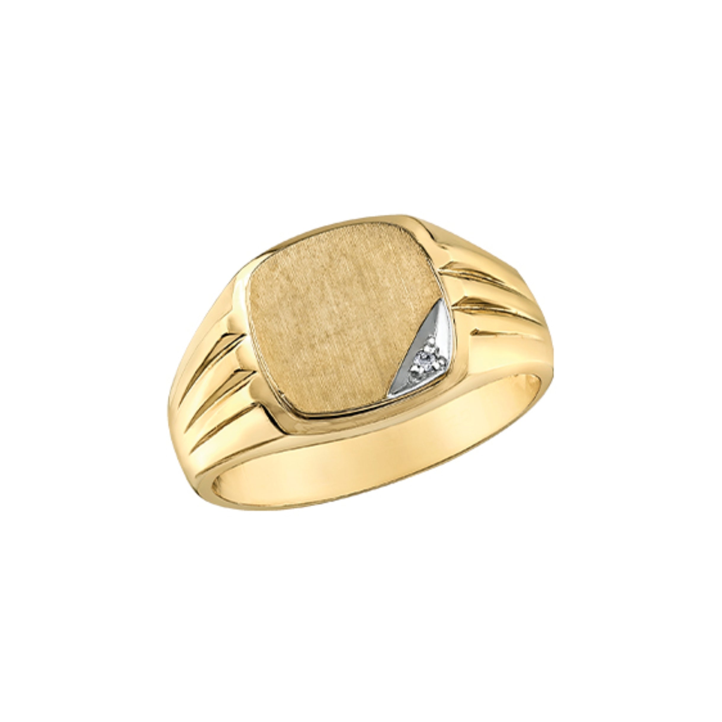 10K Yellow & White Gold .01CT Diamond Signet Ring