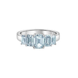 14k White Gold 2.52CTW Emerald Cut Lab Grown 5 Stone Ring