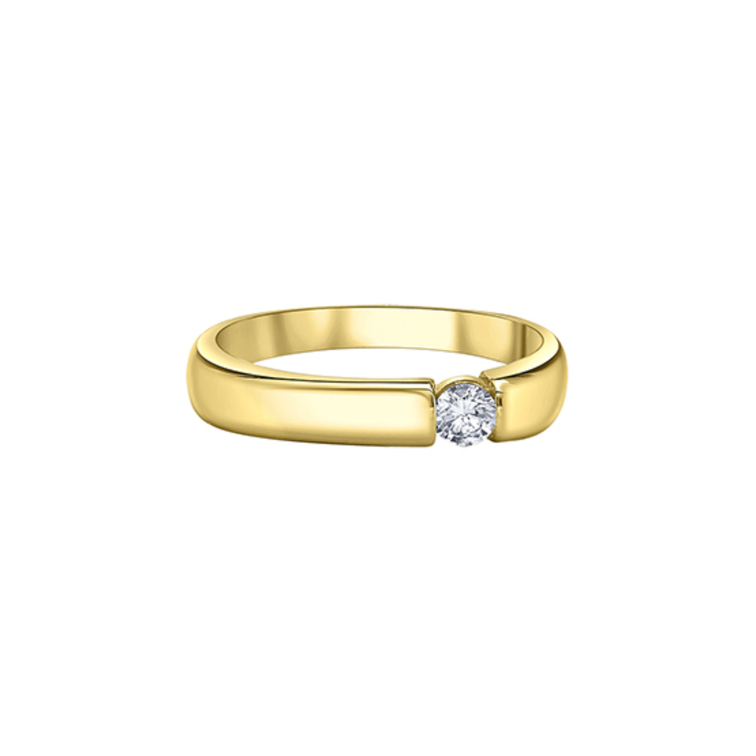 10K Yellow Gold .15CT Canadian Diamond Off Centre Flat Ring
