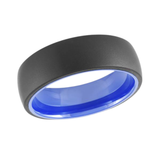 Tungsten Black & Blue 7mm Band Size 10 Wedding Band