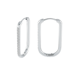 Italgem Stainless Steel White Cubic Zirconia Eternity Oval Hoops