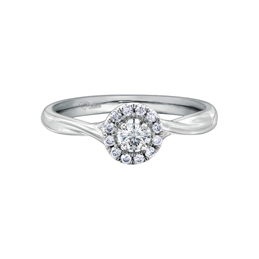 10K White Gold .204ctw Canadian Diamond Halo Ring