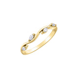 10k Yellow Gold .14ctw Marquise Diamond Wavy Band